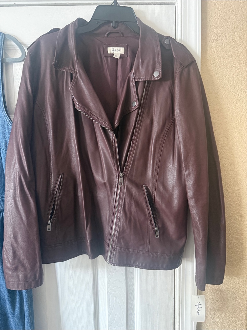 Style & Co. Chocolate Brown Leather Moto Jacket new with tags